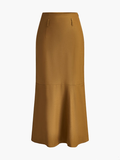 Minimalist Plain Maxi Skirt Without Belt