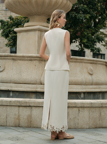 3D Embroidered A-Line Skirt