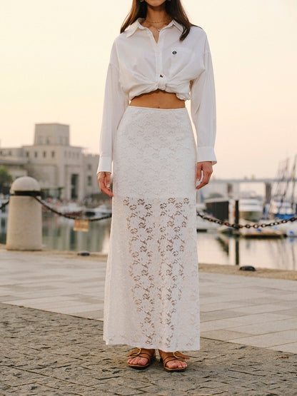 Semi-Sheer Lace Skirt