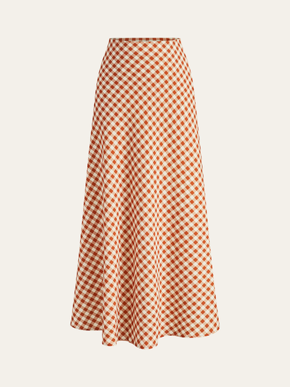 Checkboard Print Pockets Skirt