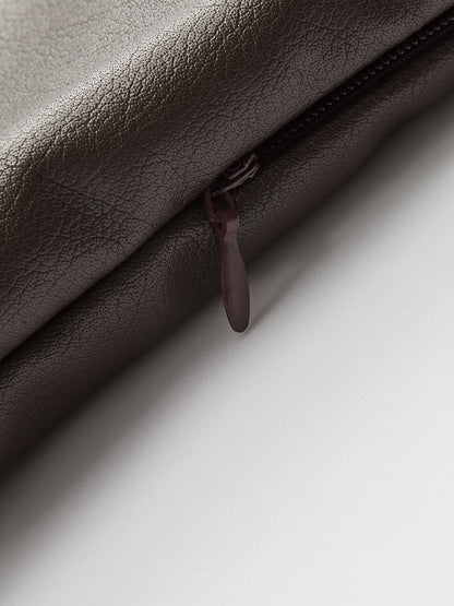 Seam Detail Faux Leather Flared Mini Skirt