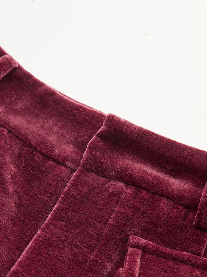 Velvet Pocket Straight-Leg Pants