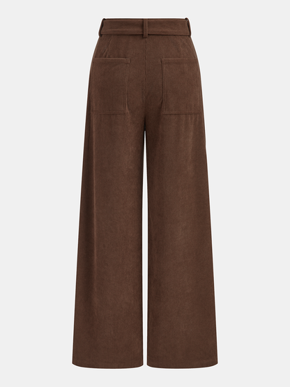 Corduroy Belted Wide-Leg Pants