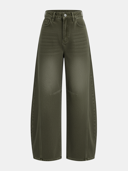 Denim Curved-Leg Jeans