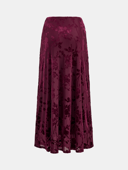 Floral Jacquard Mesh Maxi Skirt
