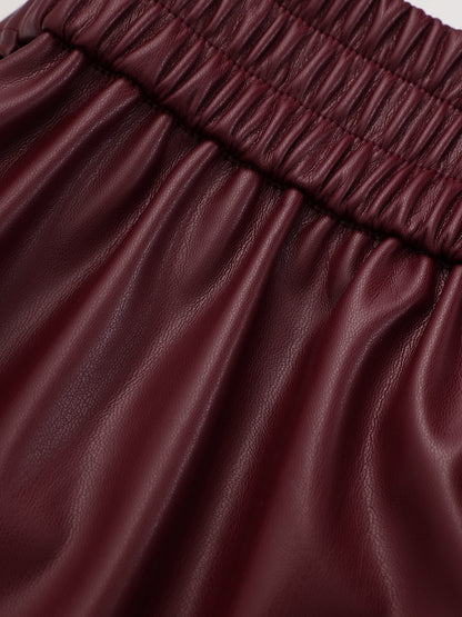 High-Waist Faux Leather Straight-Leg Pants