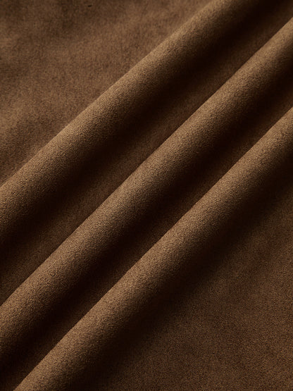 Faux Leather Panel Suede Effect Midi Skirt