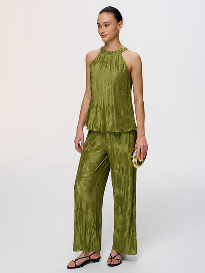 Vertical Pleated Halter Top & Pants Set
