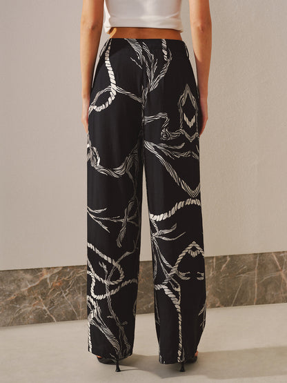 Rope Print Wide-leg Pants