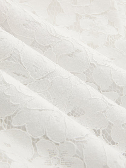 Lace Pearl Asymmetrical Mini Skirt