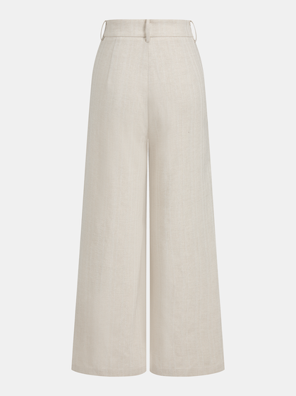 Cotton Linen One Shoulder Belted Top & Pants Set