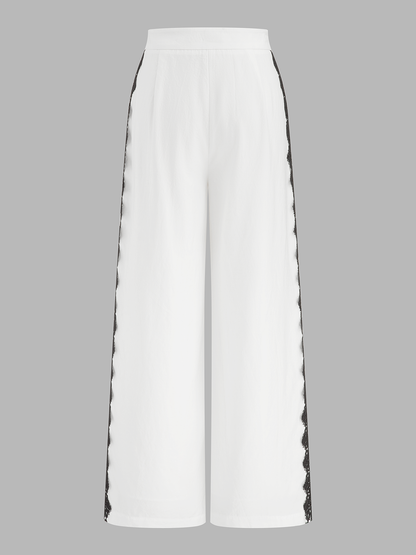 Lace Trim Cami Top & Wide Leg Pants Set