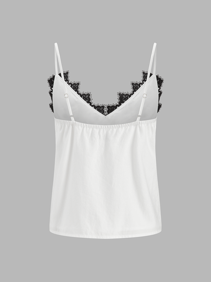 Lace Trim Cami Top & Wide Leg Pants Set