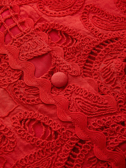 Eyelet Embroidery Wrap Mini Skirt