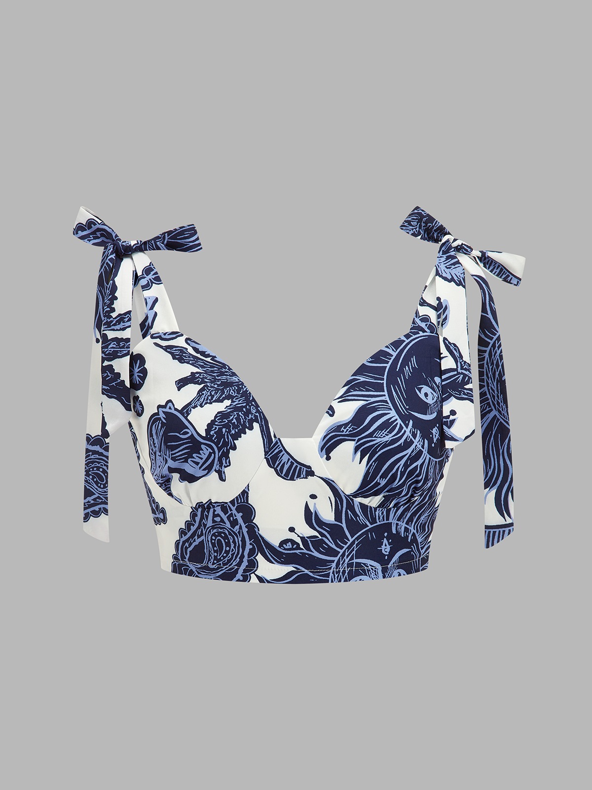 Printed Tie-Shoulder Top & Elastic Waist Pants Set