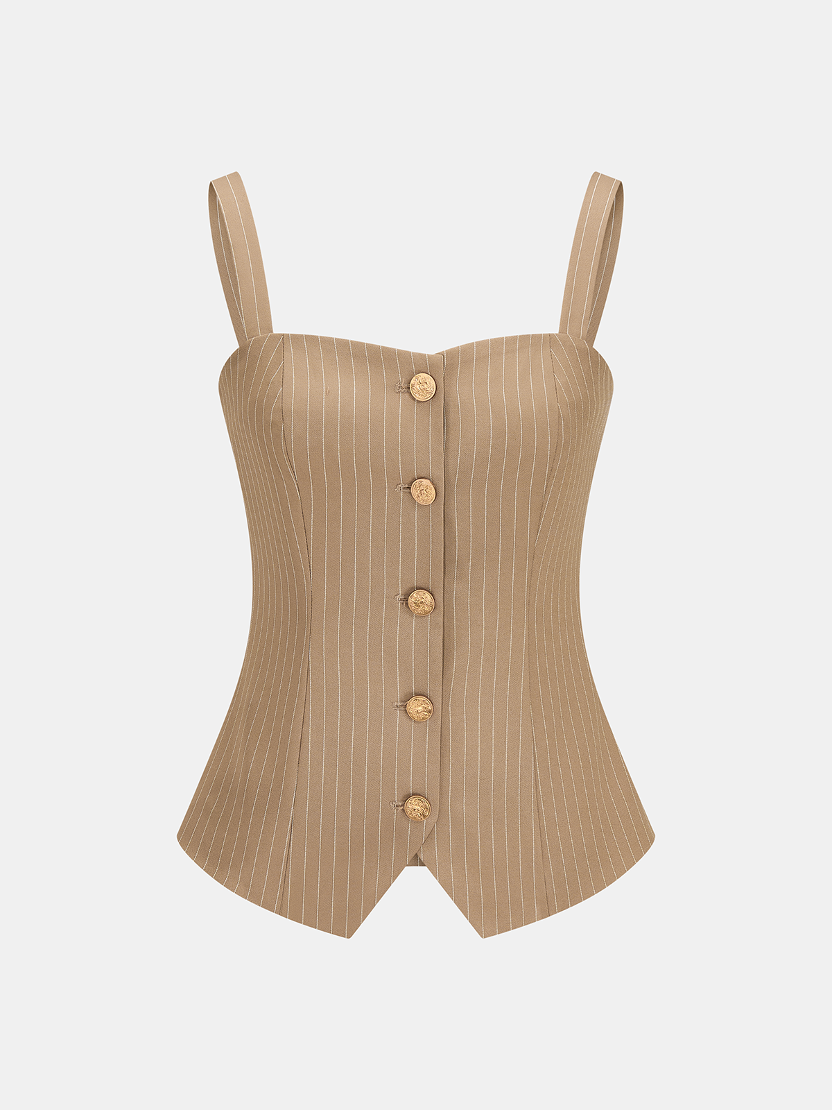 Pinstripe Button-Front Cami Top & Pants Set