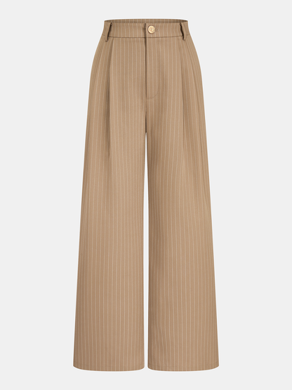 Pinstripe Button-Front Cami Top & Pants Set