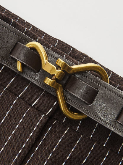 Ruched Sleeveless Top & Striped Pants Set
