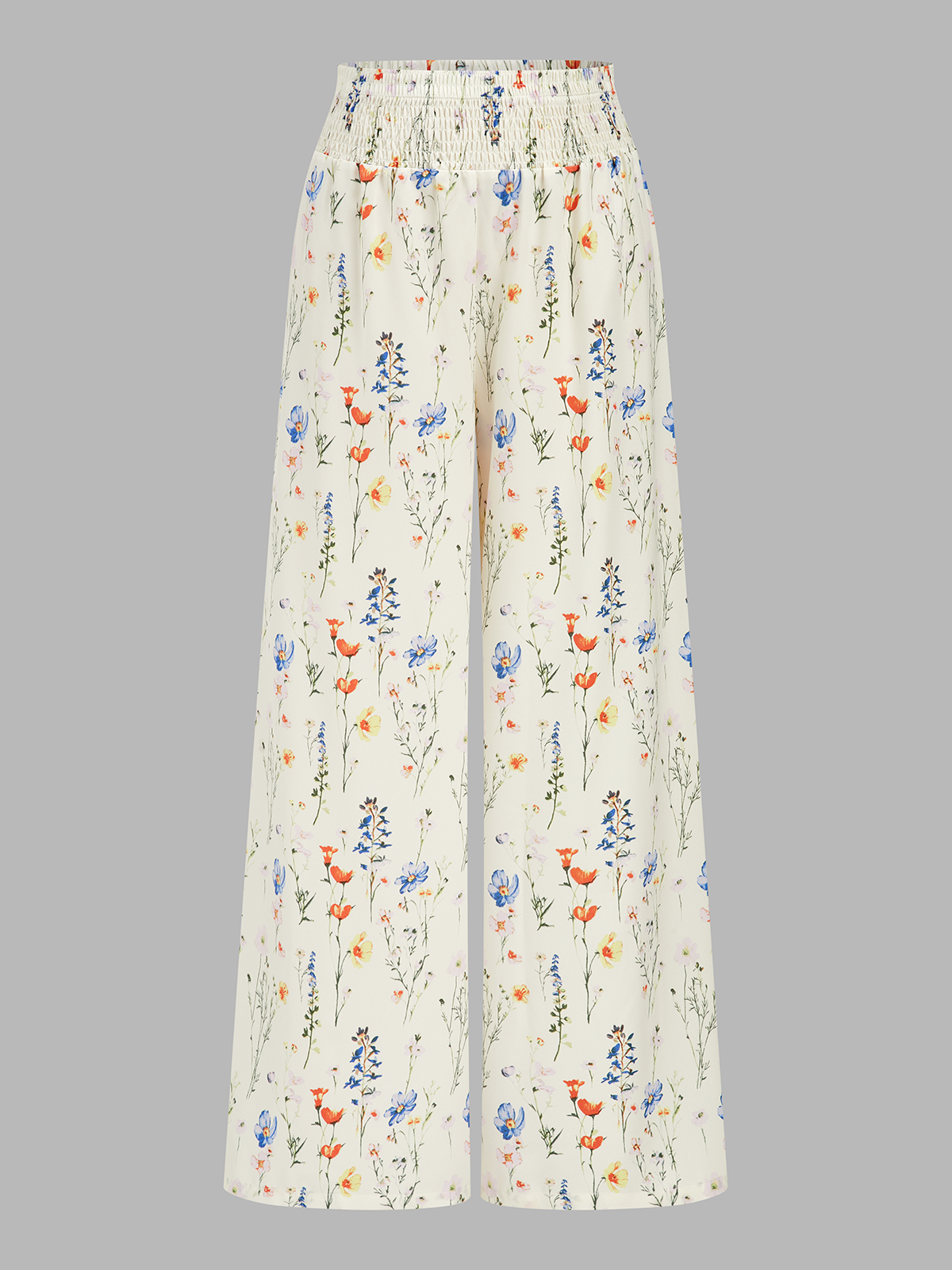 Floral Print Tie-Shoulder Top & Smocked Pants Set
