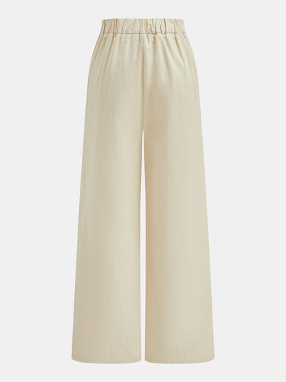Cotton Linen Scallop Trim Two Piece Pants Set