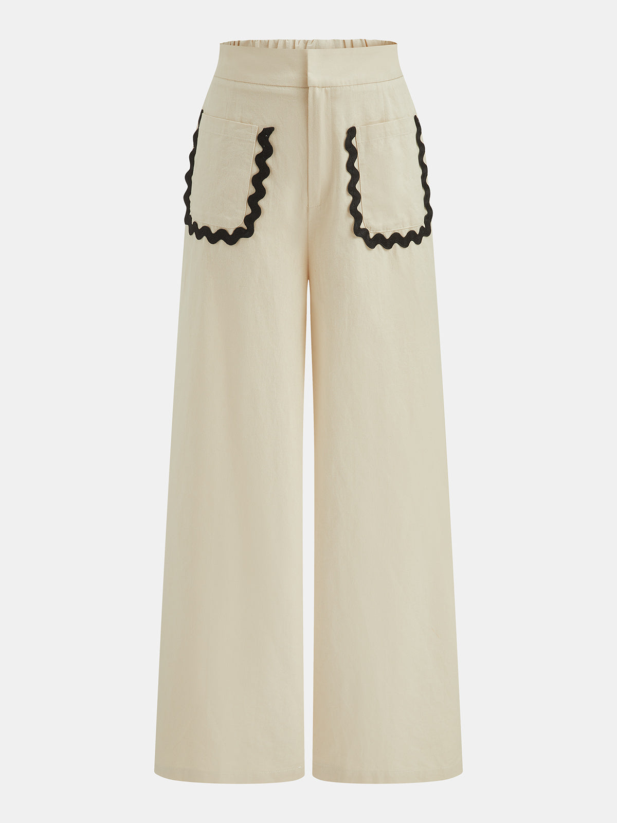 Cotton Linen Scallop Trim Two Piece Pants Set