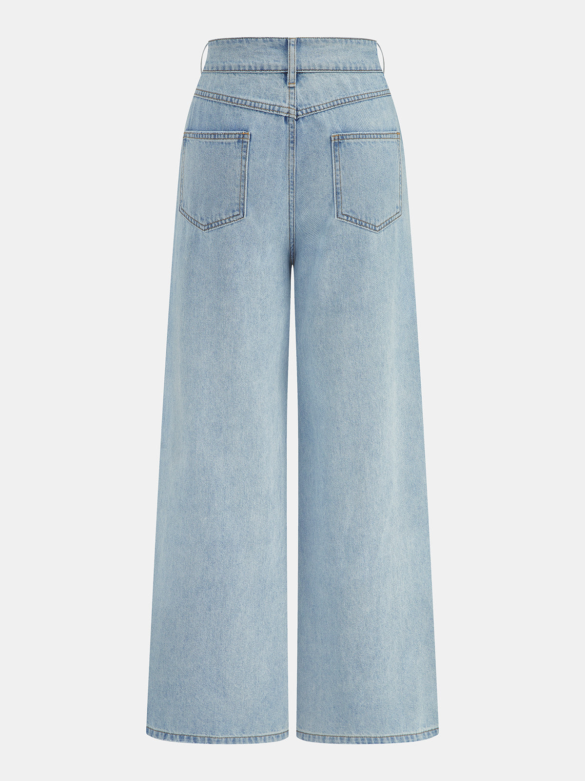 Washed Pleated Wide Leg Jeans