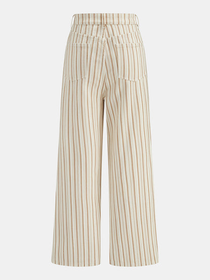 Striped Mid Waist Wide Leg Jeans