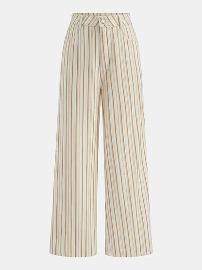 Striped Mid Waist Wide Leg Jeans