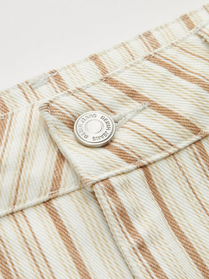 Striped Mid Waist Wide Leg Jeans