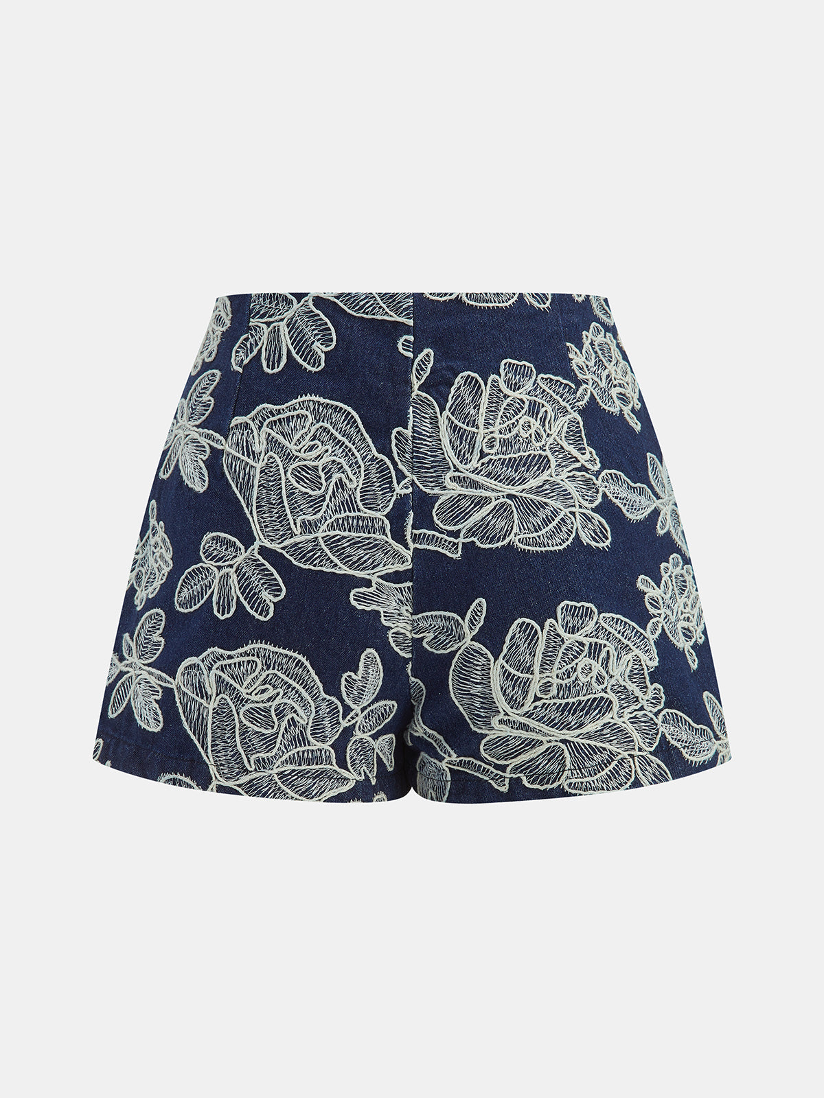 Floral Embroidery Mid Waist Skort