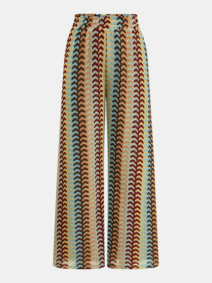 Printed Halter Crop Top & Wide-Leg Pants Set