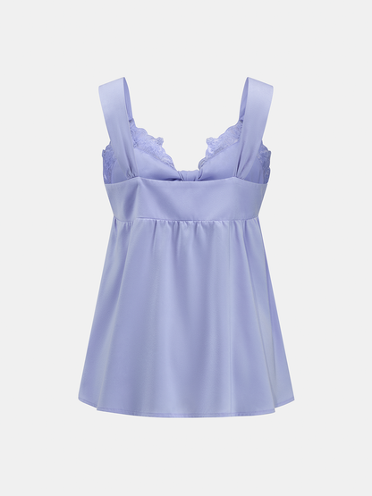 Lace Trim Tie-Front Balloon Leg Set