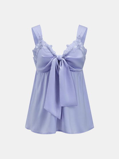 Lace Trim Tie-Front Balloon Leg Set