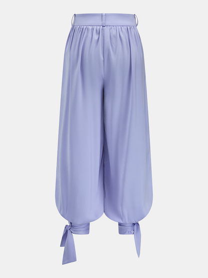 Lace Trim Tie-Front Balloon Leg Set