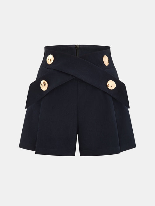 Button Detail High-Waisted Tailored Shorts