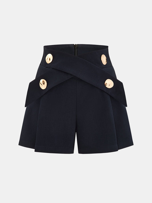Button Detail High-Waisted Tailored Shorts