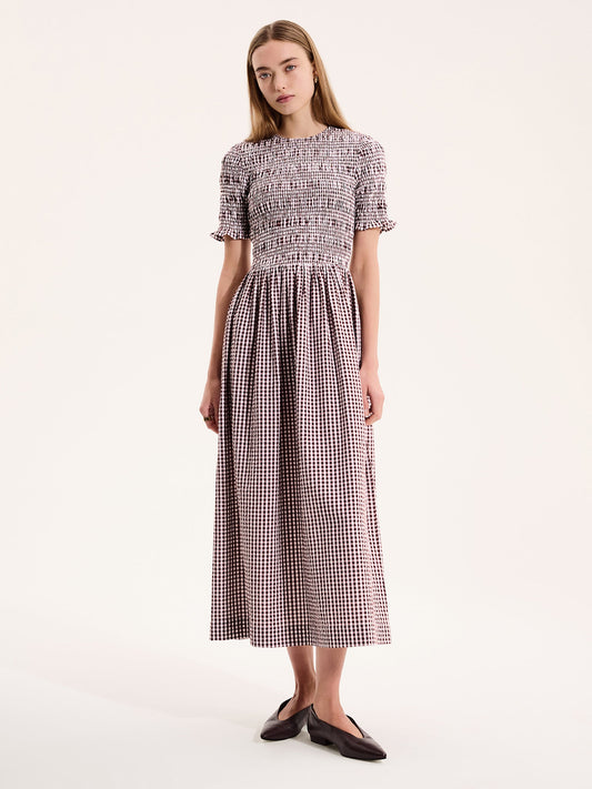 Becky Dress in Brown Gingham