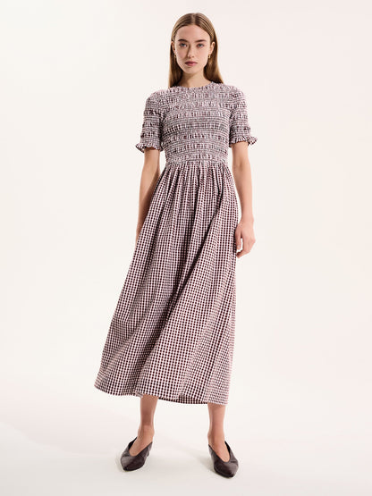 Becky Dress in Brown Gingham