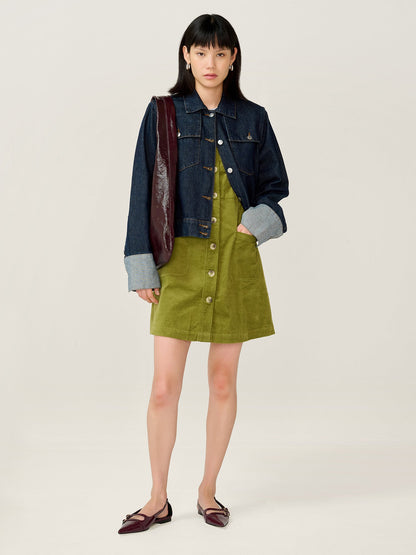 Bunni Cord Dress in Moss Green