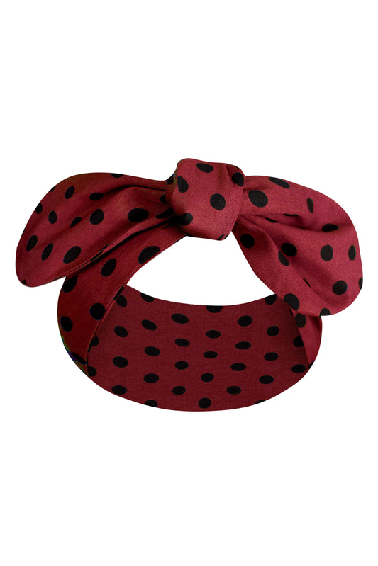Burgundy & Black Polka Dot Headband
