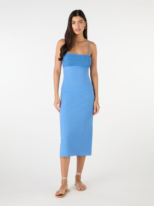 Clements Crochet Midi Dress in Blue