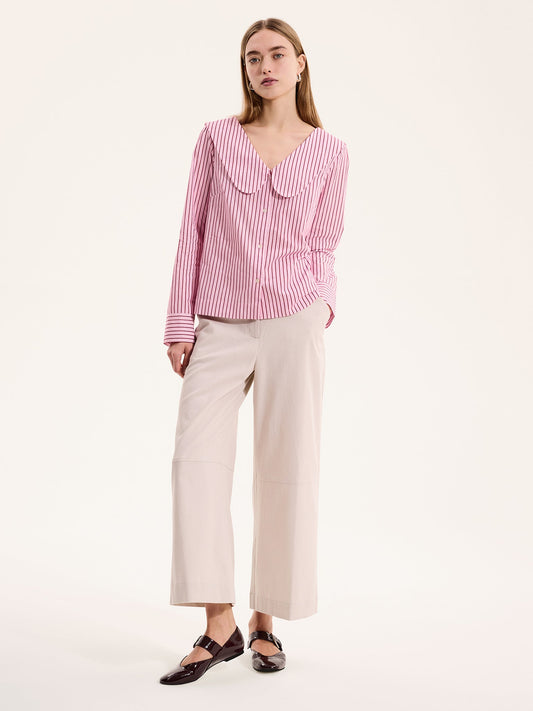 Caitlin Oversized Collar Blouse in Pink