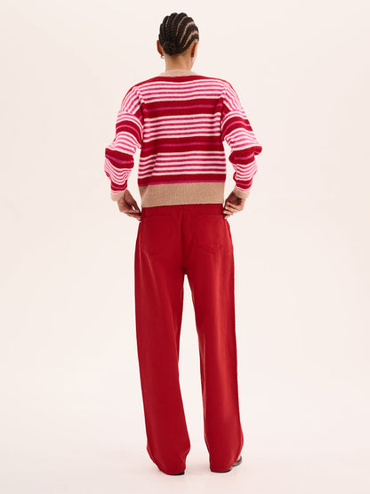 Clementine Stripe Jumper in Pink and Red
