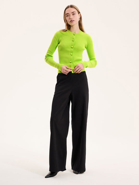 Daisy Rib Cardigan in Lime Green