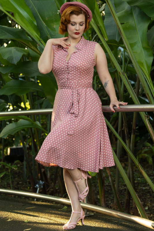 Poppy Pink Polka Dot Shirt Dress