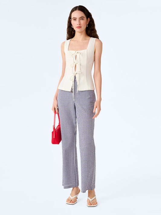 Elodie Trouser in Navy/Cream Gingham