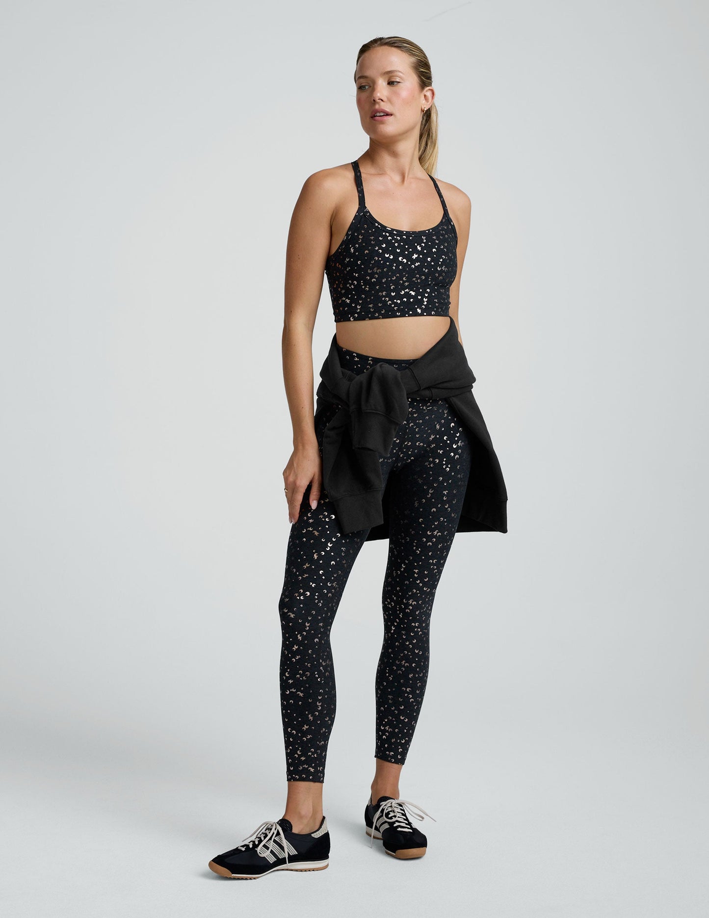 Black Gold Mini Moons SoftShine Slim Racerback High Cropped Tank