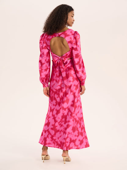 Francoise Dress in Magenta Blurred Floral