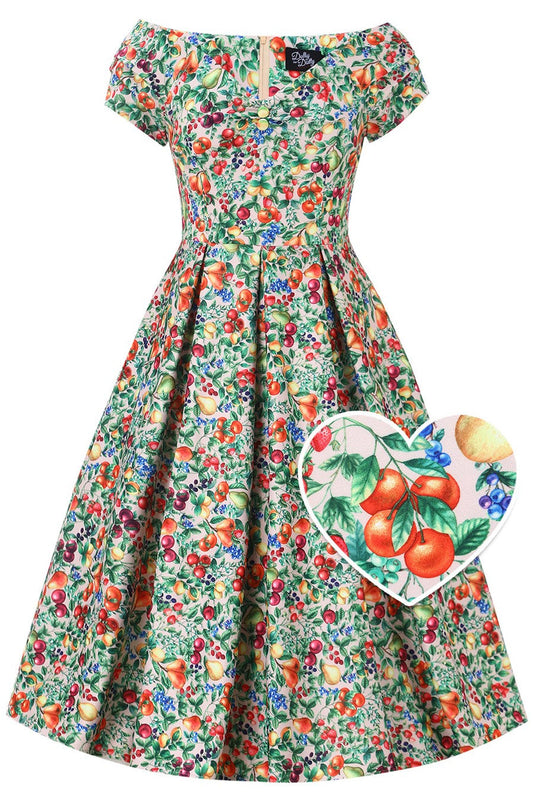 Lily Italian Summer Fruit Off Shoulder Dress