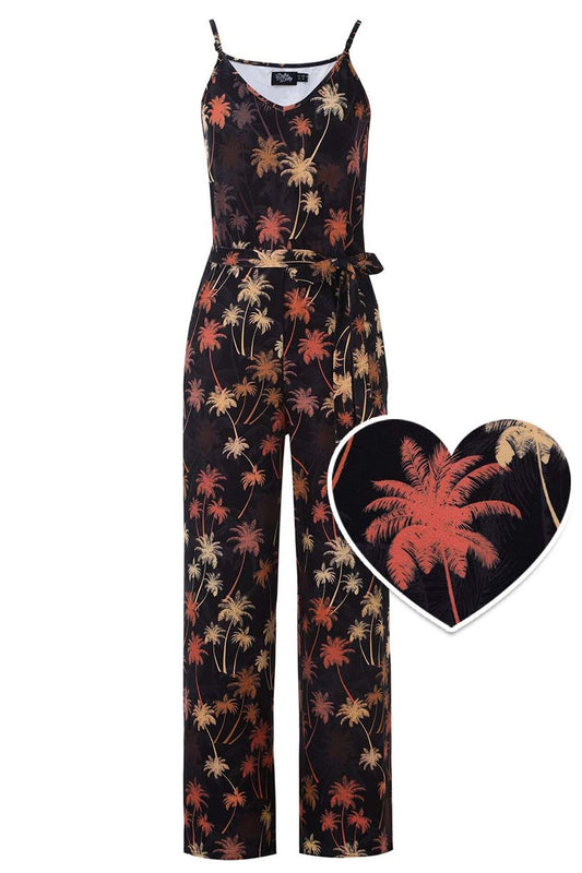 Brigitte Brown Palm Print Jumpsuit